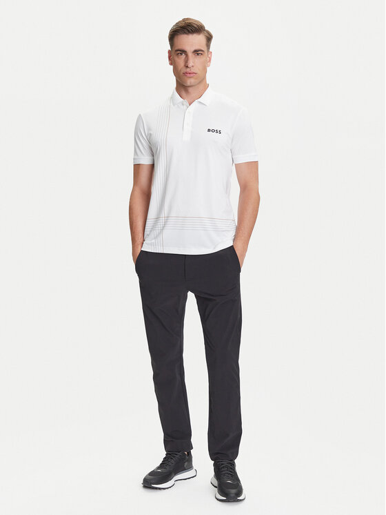 BOSS BOSS Polo majica Check 50545692 Bela Slim Fit