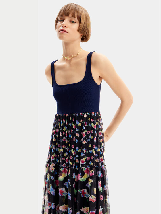 Desigual Desigual Sukienka letnia Vancouver 24SWVK58 Granatowy Regular Fit