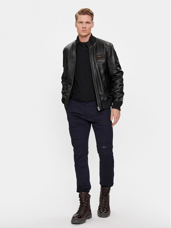 Aeronautica Militare Aeronautica Militare Nahkjope 232PN932PL199 Must Regular Fit