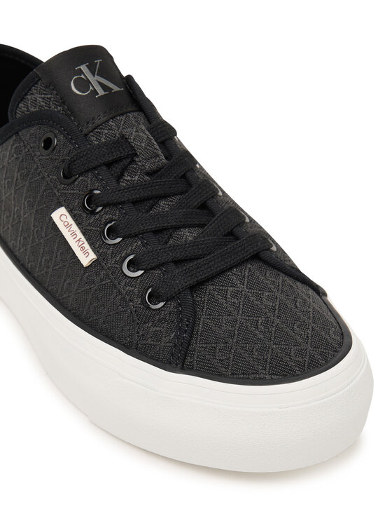 Calvin Klein Calvin Klein Snīkeri Vulc Flatf Laceup Jaq Aop HW0HW03265 Melns