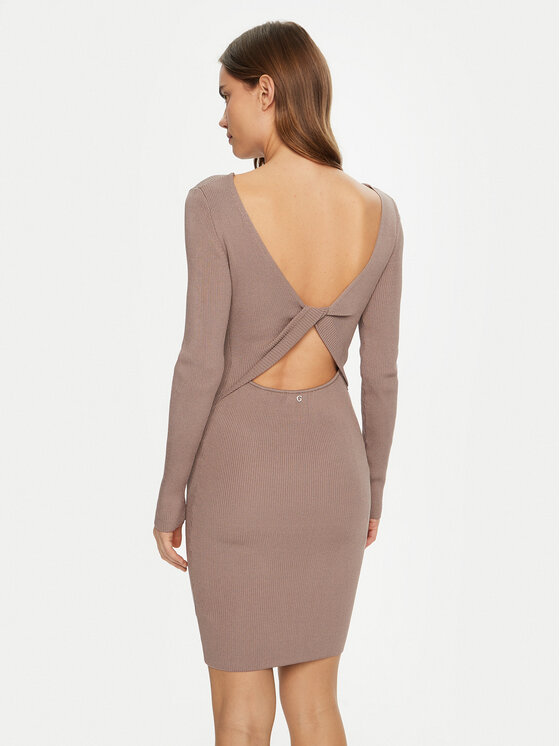 Guess Guess Sukienka dzianinowa W5RK21 Z3L10 Beżowy Regular Fit