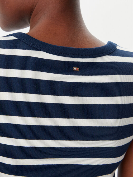 Tommy Hilfiger Tommy Hilfiger Každodenné šaty Henley WW0WW43864 Tmavomodrá Slim Fit