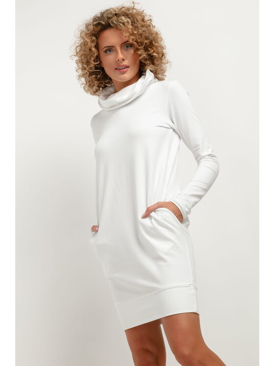 Tessita Tessita Sukienka codzienna T376 Biały Straight Fit