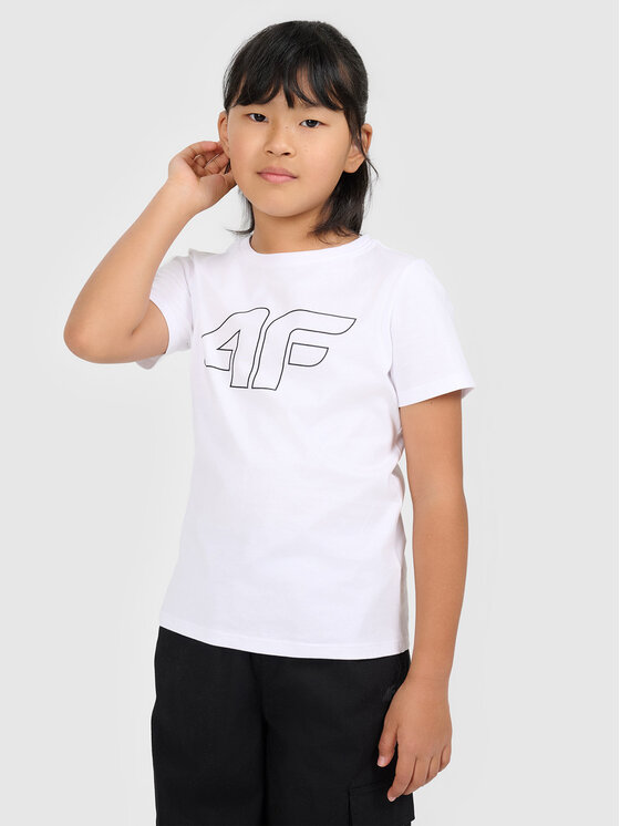 4F 4F T-Shirt BASIC+ Biały Oversize