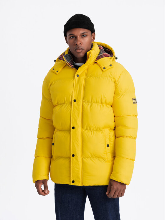 Ombre Ombre Kurtka puchowa OM-JAHP-0205 Żółty Regular Fit