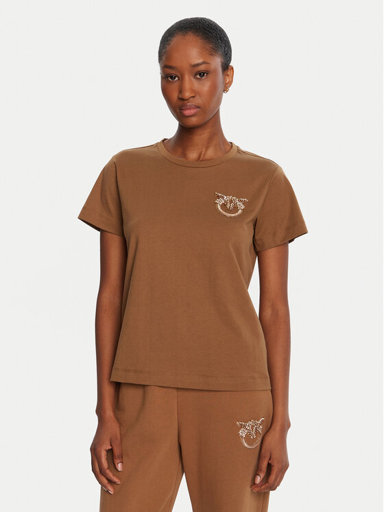 PINKO PINKO T-Shirt Nambrone 103320 A2RN Καφέ Regular Fit
