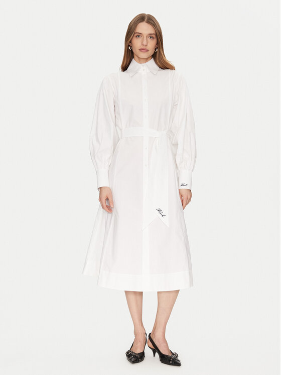 KARL LAGERFELD KARL LAGERFELD Рокля тип риза A1W13018 Бял Regular Fit