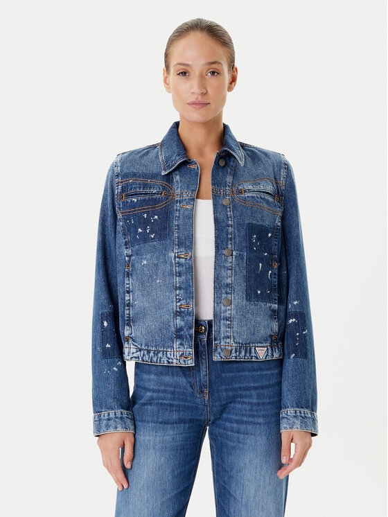 Guess Guess Jeansová bunda W5YN69 D5R01 Tmavomodrá Regular Fit