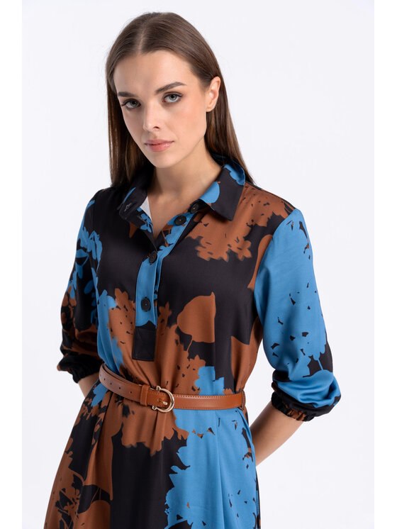 CLICK CLICK Φόρεμα καθημερινό 60-6165 Μπλε Regular Fit