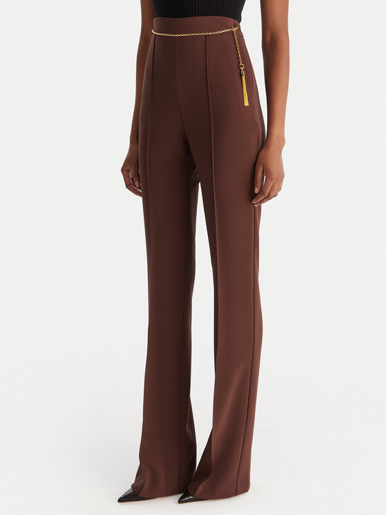 Elisabetta Franchi Spodnie materiałowe PA-141-57E2-V420 Brązowy Regular Fit