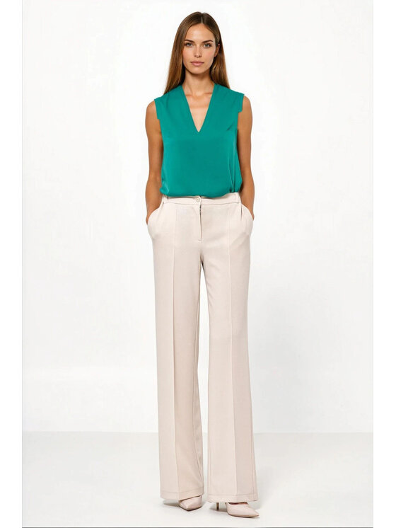 NIFE NIFE Kalhoty z materiálu SD131 Béžová Loose Fit