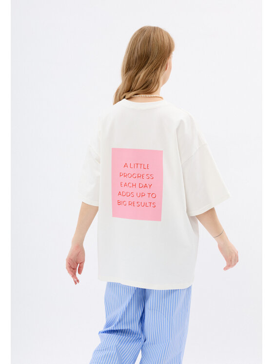 Mirons Mirons T-Shirt Print Biały Oversize