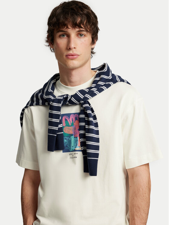 Selected Homme Selected Homme Tricou Will 16097225 Écru Relaxed Fit