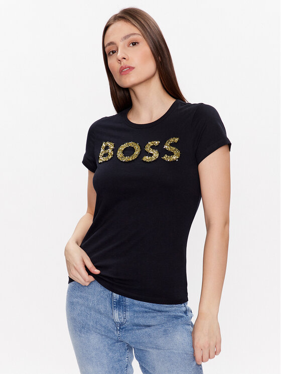 Boss T-krekls 50484646 Melns Slim Fit