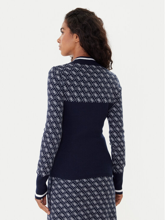 Guess Guess Megztinis W5BR24 Z3JD2 Tamsiai mėlyna Slim Fit