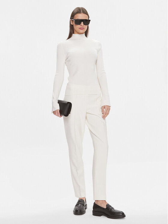 BOSS Boss Bavlnené nohavice Tiluna 50509166 Écru Regular Fit