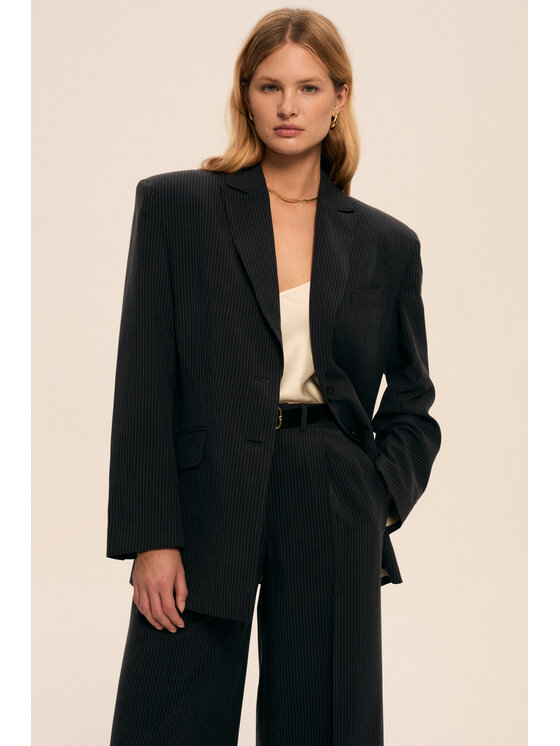 Melismee Stockholm Melismee Stockholm Marynarka Marynaka Emily Silk Granatowy Oversize