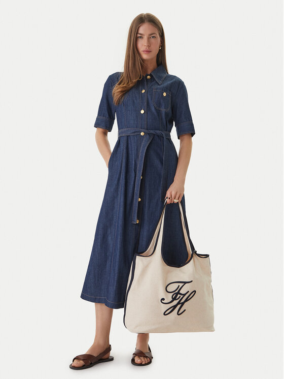 Tommy Hilfiger Geantă Th Summer Tote Canvas AW0AW18398 Alb