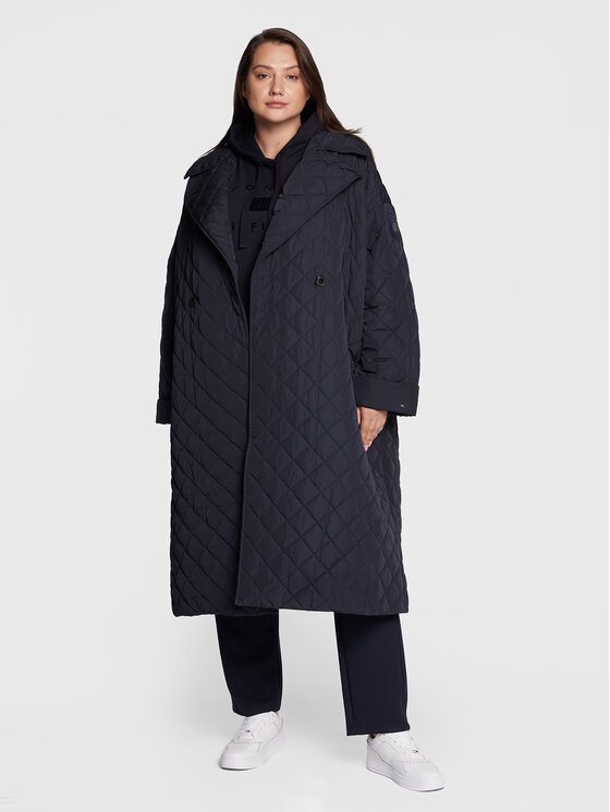 Tommy Hilfiger Curve Tommy Hilfiger Curve Pārejas mētelis Cry WW0WW36458 Tumši zils Relaxed Fit