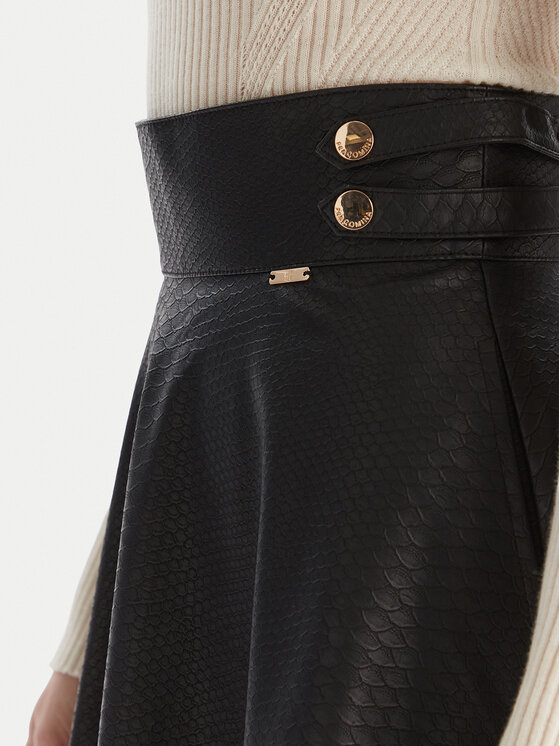 Fracomina Fracomina Sukně z imitace kůže FS25WG2001P41101 Černá Regular Fit