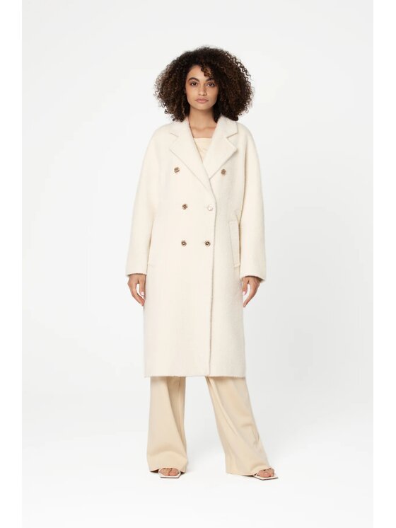 GIODORO GIODORO Μάλλινο παλτό S Λευκό Straight Fit