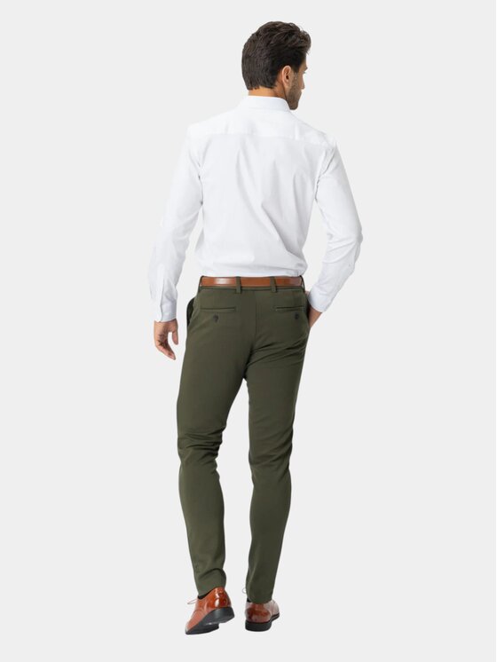 TeeShoppen TeeShoppen Spodnie garniturowe 'Perform Collection' Zielony Slim Fit