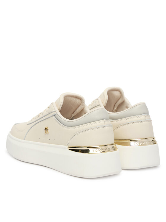 Tommy Hilfiger Tommy Hilfiger Sneakers Shiny Leather Platform Sneaker FW0FW09364 Écru