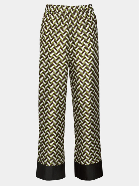 Max Mara Leisure Max Mara Leisure Medžiaginės kelnės Sesamo 2416131017650 Žalia Relaxed Fit
