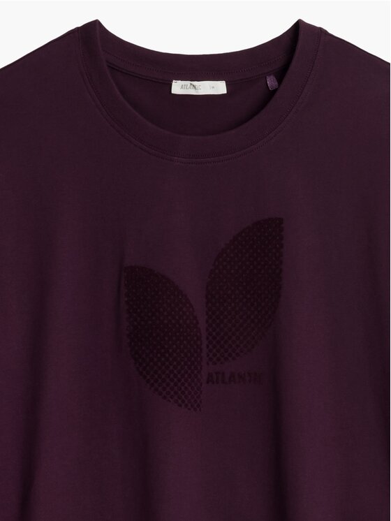 Atlantic Atlantic Piżama Leaf Lounge Peach Effect Bordowy Regular Fit