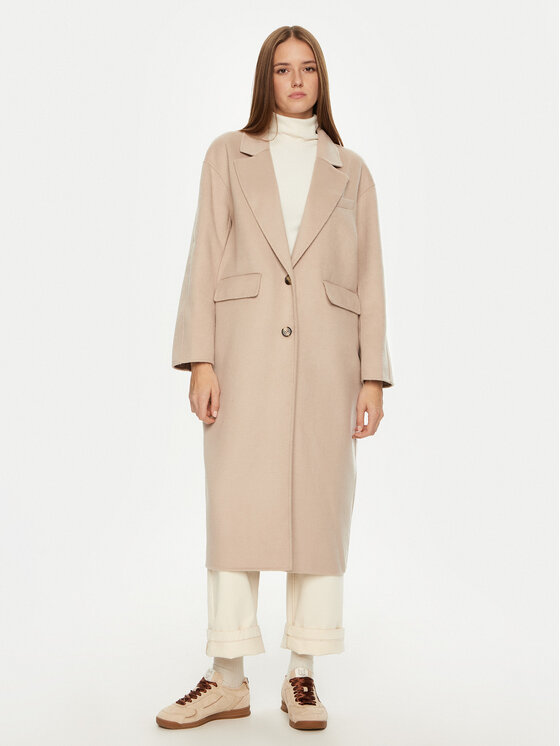American Vintage Vlnený kabát Dadoulove DADO17KH24 Béžová Oversize
