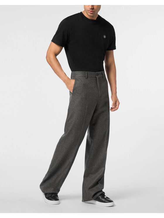 PHILIPP PLEIN PHILIPP PLEIN Spodnie materiałowe 28007 Beżowy Wide Fit