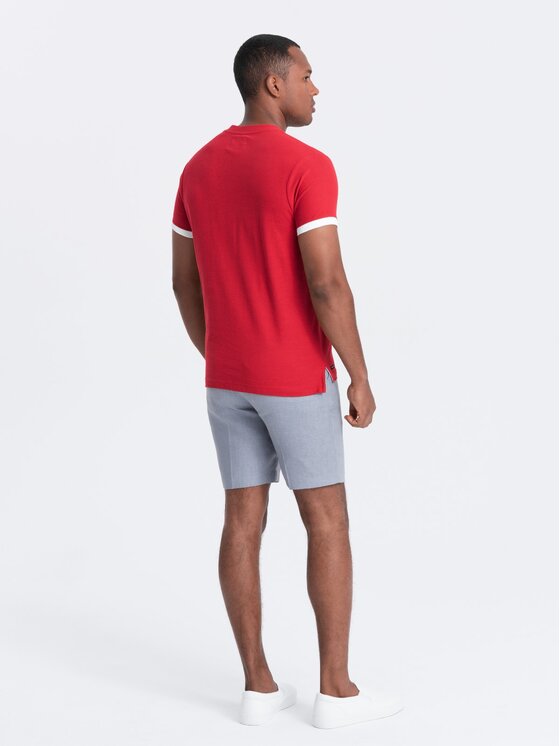 Ombre Ombre T-Shirt OM-TSCT-0156 Czerwony Regular Fit