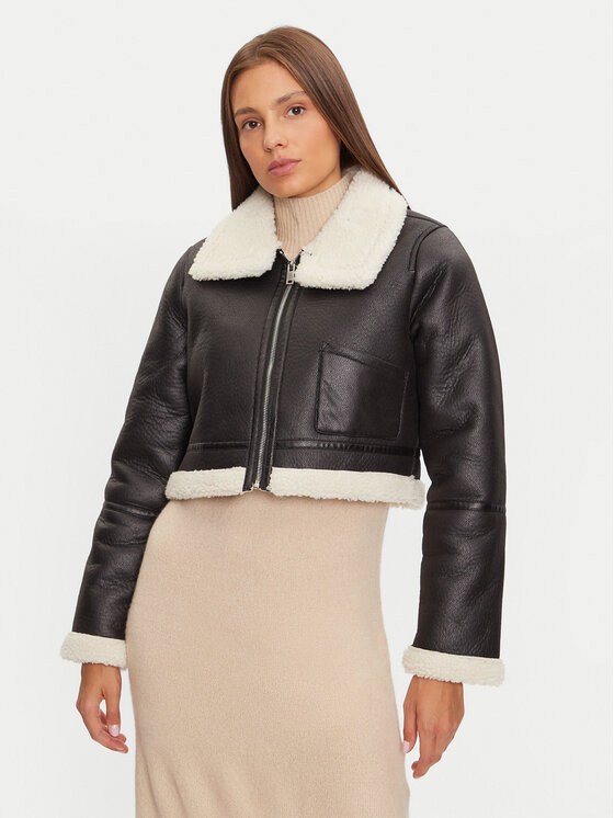 Brave Soul Bunda z imitácie kože LJK-MAX683 Čierna Regular Fit