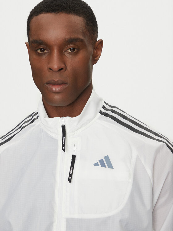 adidas adidas Bežecká bunda Own the Run 3-Stripes JD7760 Biela Slim Fit