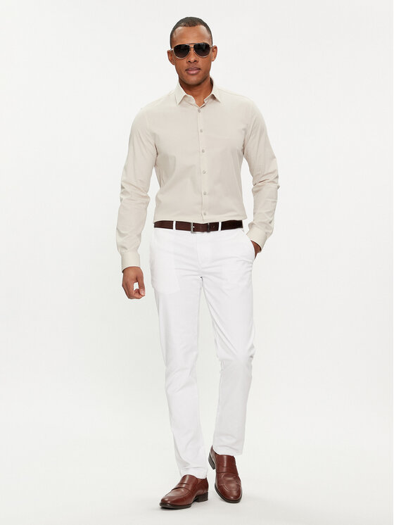 Calvin Klein Calvin Klein Koszula K10K108229 Beżowy Slim Fit