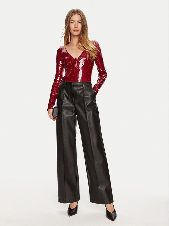 Bardot Bardot Nohavice z imitácie kože Sedona 59507PB Čierna Relaxed Fit