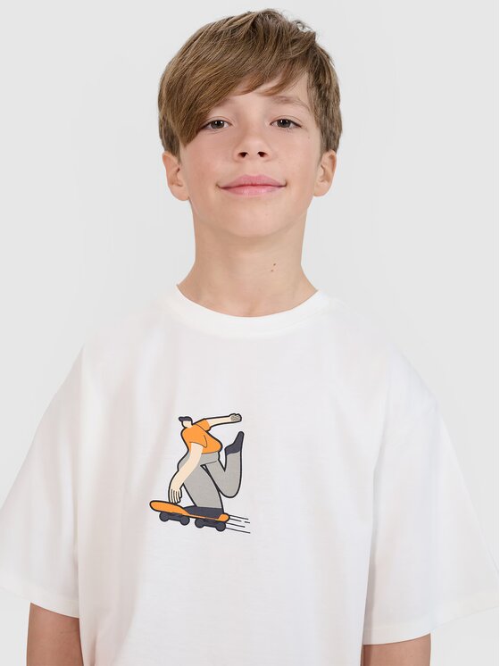 4F 4F T-Shirt 4FJRSS25TTSHM2641-11S Biały Oversize