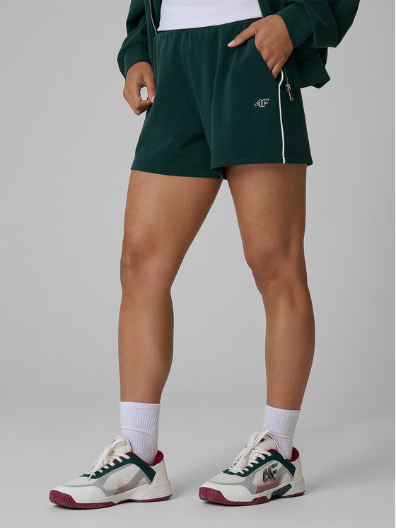 4F 4F Szorty sportowe COURT SOCIETY Zielony ciemny Regular Fit