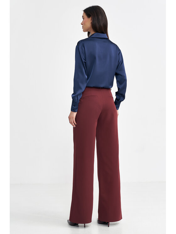 NIFE NIFE Kalhoty z materiálu SD102 Bordó Relaxed Fit