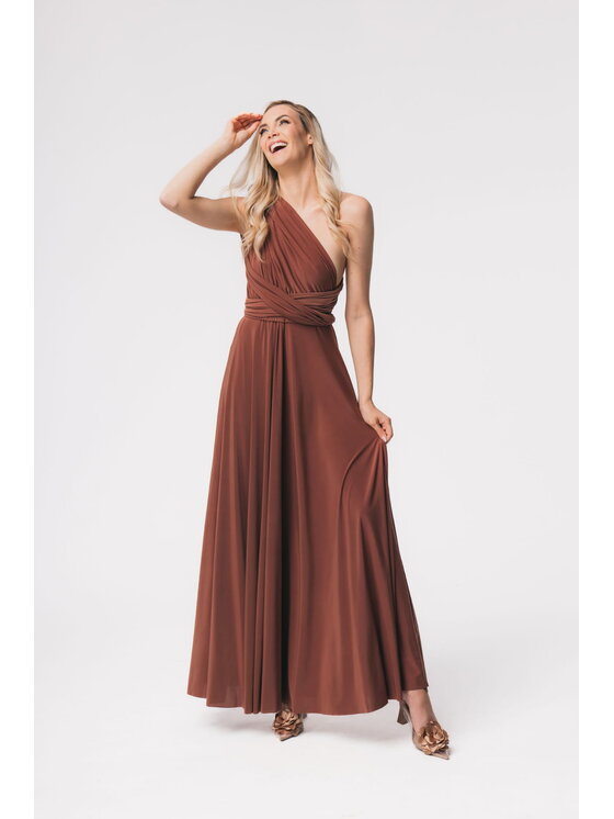 Aurora Aurora Sukienka koktajlowa Aurora mulitway karmel Brązowy Feminine Fit
