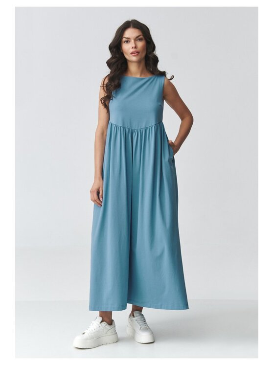 Makadamia Makadamia Sukienka codzienna M932 Niebieski Loose Fit