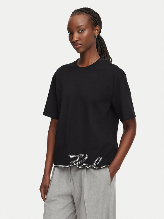 KARL LAGERFELD KARL LAGERFELD Tricou B3W17065 Negru Regular Fit