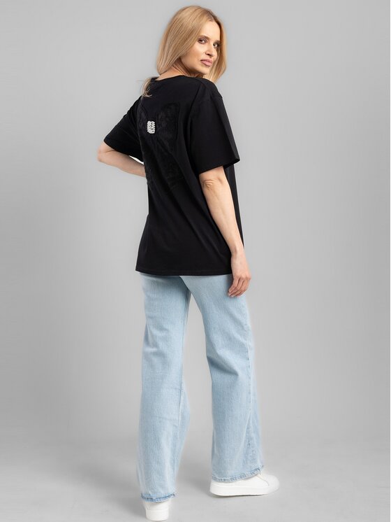 Perso Perso T-Shirt TCE245521F Czarny Regular Fit