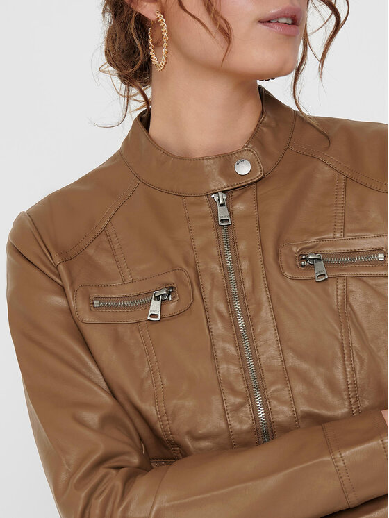 ONLY ONLY Giacca in similpelle Bandit 15081400 Marrone Regular Fit