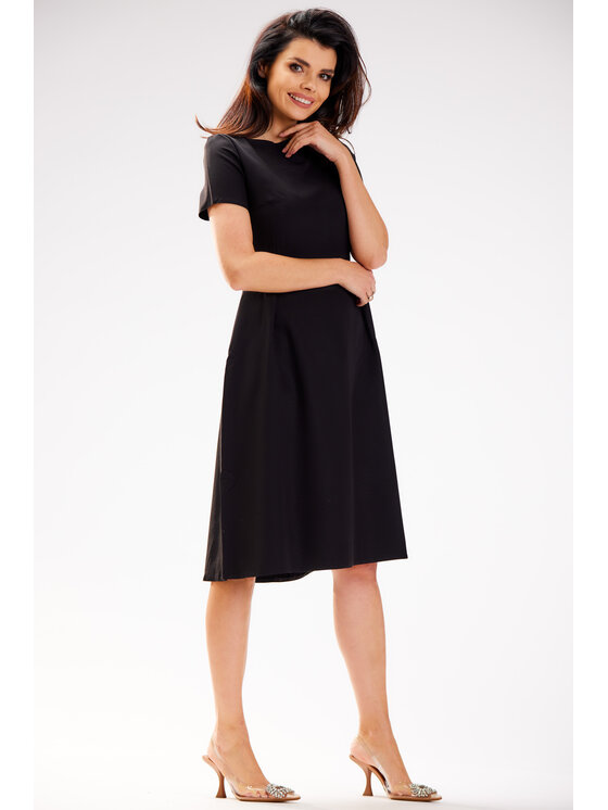 Awama Awama Sukienka letnia A592 Czarny Basic Fit