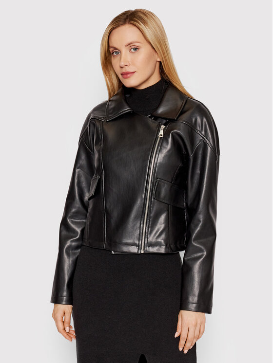 DeeZee Geacă din imitație de piele Ivy PKH054 Negru Regular Fit