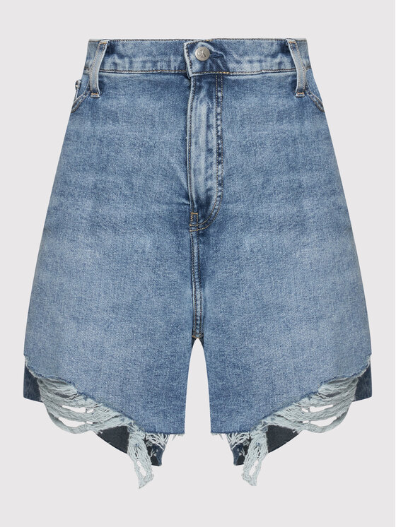 Calvin Klein Jeans Plus Džinsiniai šortai J20J218809 Tamsiai mėlyna Mom Fit
