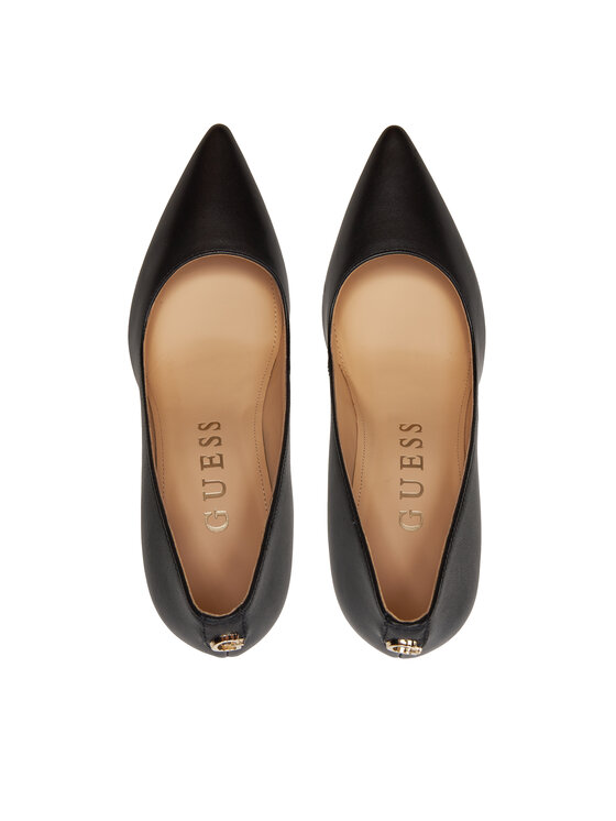 Guess Guess Pantofi cu toc subțire Gabben FLTGAB LEA08 Negru