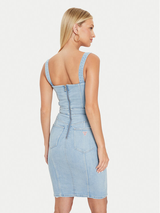Guess Guess Jeans obleka Lidia W4YK02 D5DX2 Modra Slim Fit