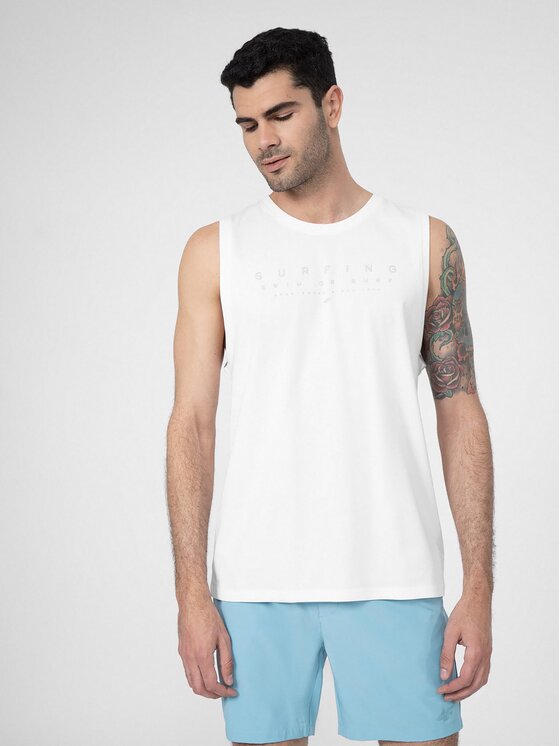 4F Tank top 4FSS23TTSHM368 Biela Regular Fit